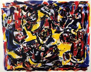 Theo Wolvecamp - Abstracte compositie met lijst verkocht voor € 220!