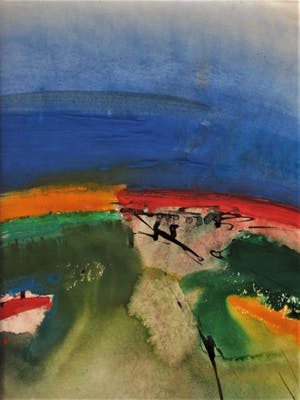 Anthony Krikhaar - Engeland - Expressionistische Gouache "Exmoor Somerset landschap" gesigneerd kopen? Bied vanaf 10!