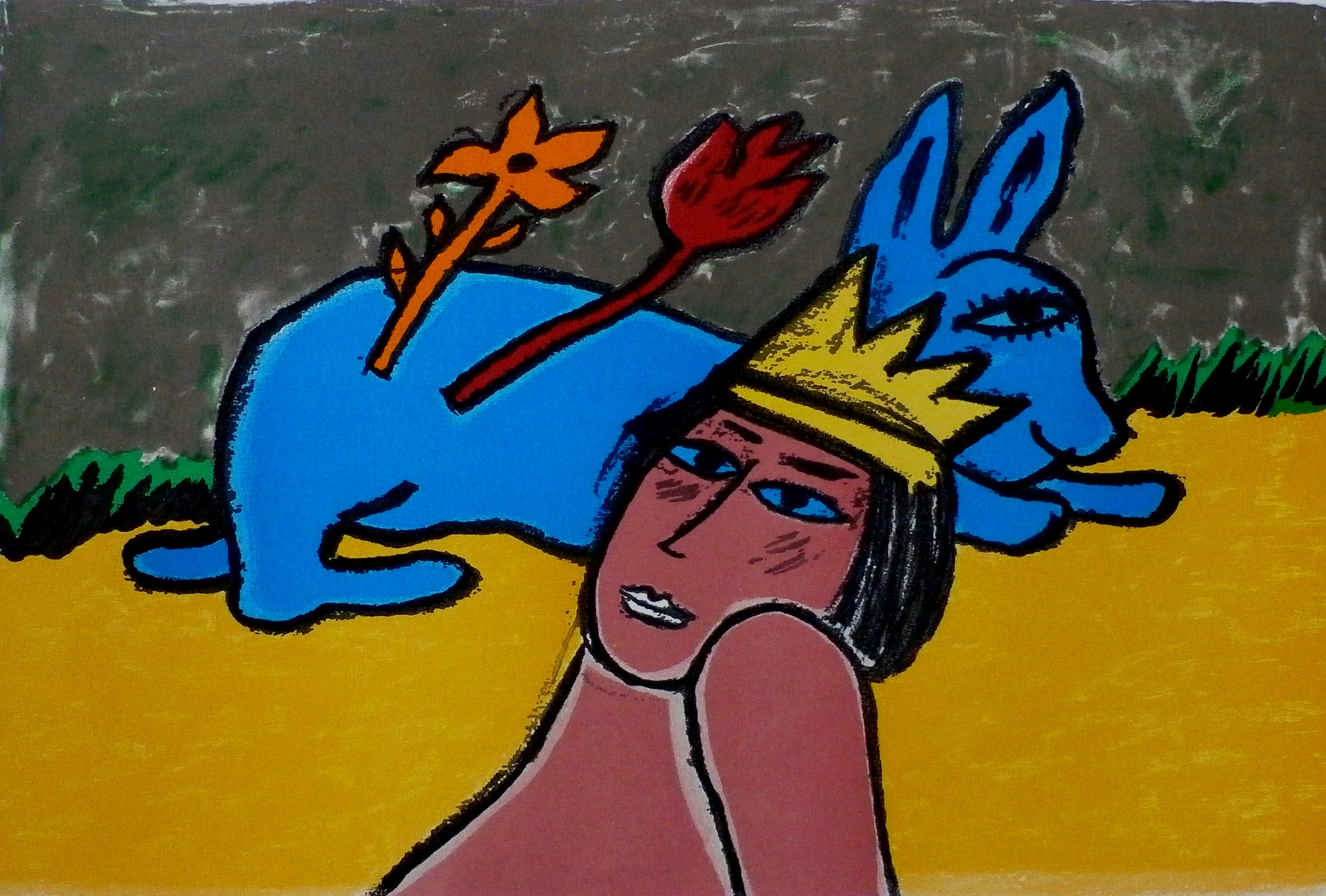 Corneille - zeefdruk: La reine du Monde - 1998 kopen? Bied vanaf 225!