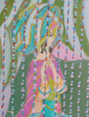 Niet of onleesbaar gesigneerd - J.C. van der Does; Kleurrijke dames op een feestje kopen? Bied vanaf 1!