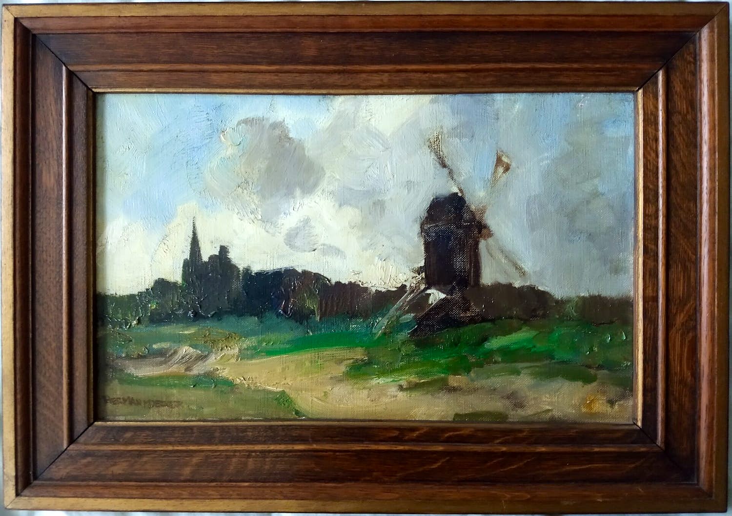 Herman Moerkerk - Hollands impressionistisch landschap verkocht voor € 150!
