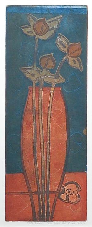 Lukie de Bree - Ets, Rode bloem - Ingelijst kopen? Bied vanaf 35!