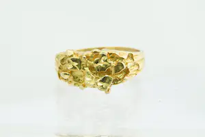 38 - Elegante Surinaamse 18 Krt geelgouden  unisex "Nugget" ring kopen? Bied vanaf 240!