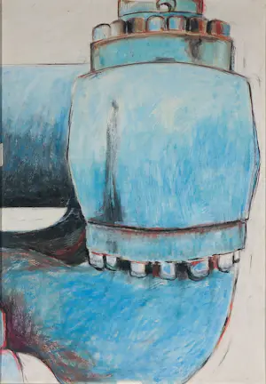 Sophie Mellema - Pastel op board, Industriële voorstelling tweeluik - Ingelijst kopen? Bied vanaf 100!