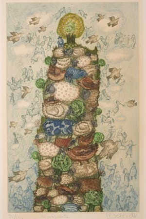 Francoise Deberdt - Kleurenets en aquatint, Mont Pelotte kopen? Bied vanaf 20!