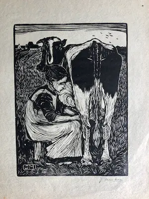 Jan Mankes - Houtsnede Koemelkster kopen? Bied vanaf 225!