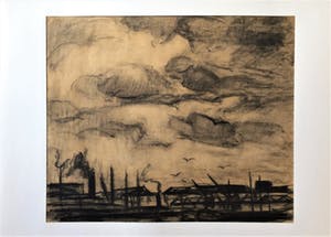 Jos Mous - tekening Haven Grote tekening - 100 cm x 70 cm kopen? Bied vanaf 50!