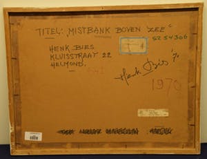 Henk Bies - Mistbank boven zee, 1971 - Acrylverf op papier - BKR Helmond kopen? Bied vanaf 20!