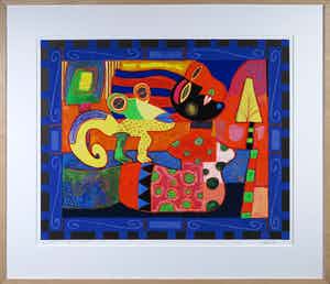 Clemens Briels - Zeefdruk, Un mediodia a playa enamorados - Ingelijst (Groot) verkocht voor € 100!