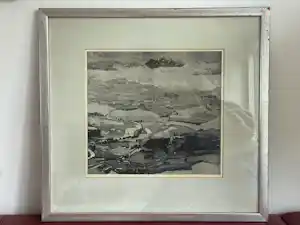 Reinder Homan - Ets/ Aquatint - Landschap: Zicht op een dal vendu pour 80€ !