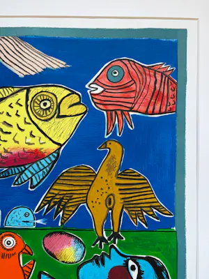 Corneille - Fantasie voorstelling met vissen, vogels en vrouw kopen? Bied vanaf 215!