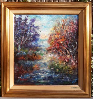 Jan Makkes - Landschap, olieverf op doek (mooi ingelijst) kopen? Bied vanaf 300!