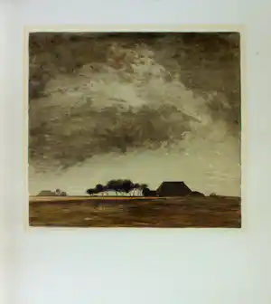 Mart Kempers - Wijds landschap met boerderijen en hoge lucht. verkauft für € 54!
