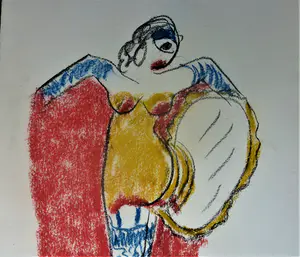 Anton Heyboer - Vrolijke kleurige danseres die in spiegel kijkt kopen? Bied vanaf 250!