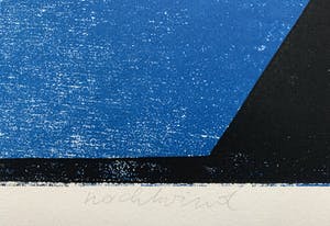 Leon Janssen - Houtsnede in zwart en blauw | 'Nachtwind' | 1987 kopen? Bied vanaf 120!