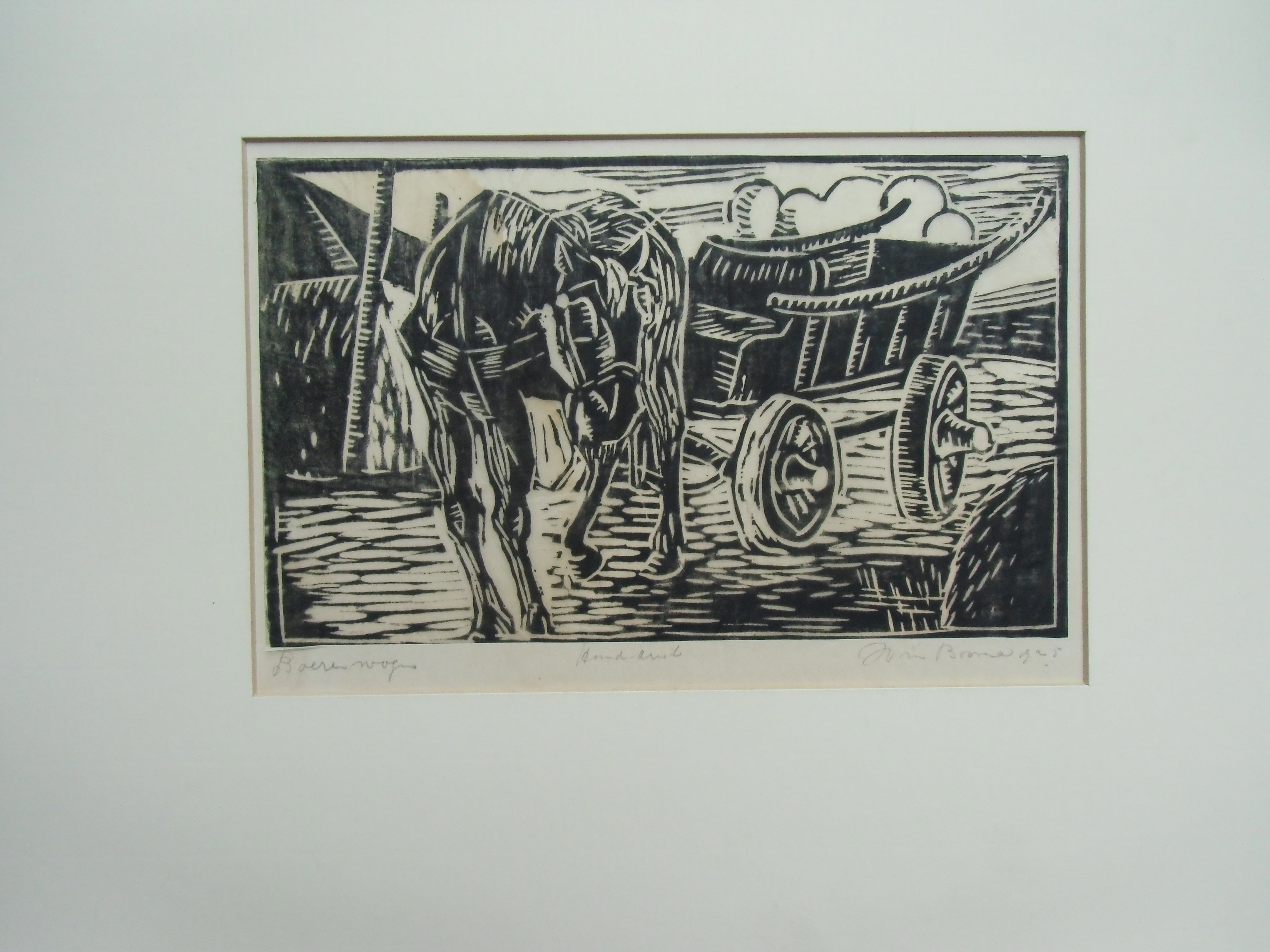 Wim Bosma - BOERENWAGEN // HOUTSNEDE VAN WIM BOSMA kopen? Bied vanaf 30!