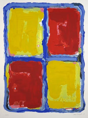Bram Bogart - Litho en materiedruk, Abstracte compositie kopen? Bied vanaf 1!