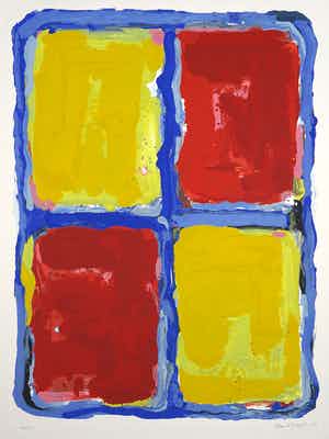 Bram Bogart - Litho en materiedruk, Abstracte compositie verkocht voor € 1!