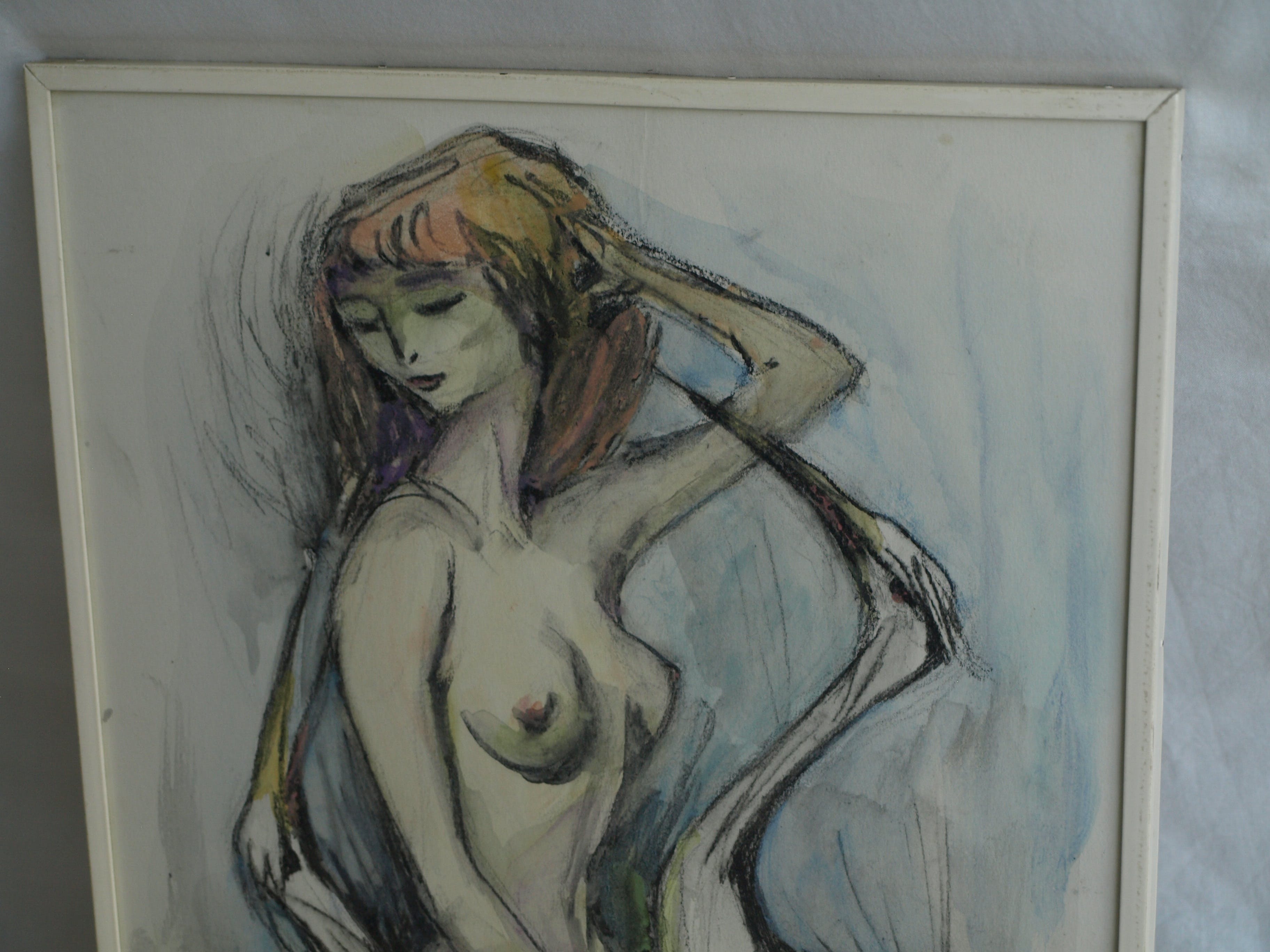 Klaas Pijlman - 2 Reigers met vrouw – pastel & aquarel – gesigneerd & ingelijst – 1970 kopen? Bied vanaf 35!