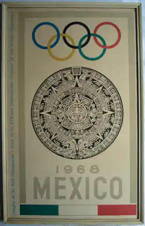 Eduardo Terrazas - & Pedro Ramirez Vázquez & Lance Wyman: Ingelijst affiche Olympische Spelen '68 verkauft für € 100!