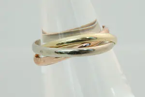 48 - Stijlvolle 14 karaats tri-color gouden dames design "trinity" ring kopen? Bied vanaf 140!