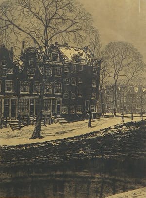 Cornelis Brandenburg - Ets, Amsterdam - Ingelijst kopen? Bied vanaf 50!