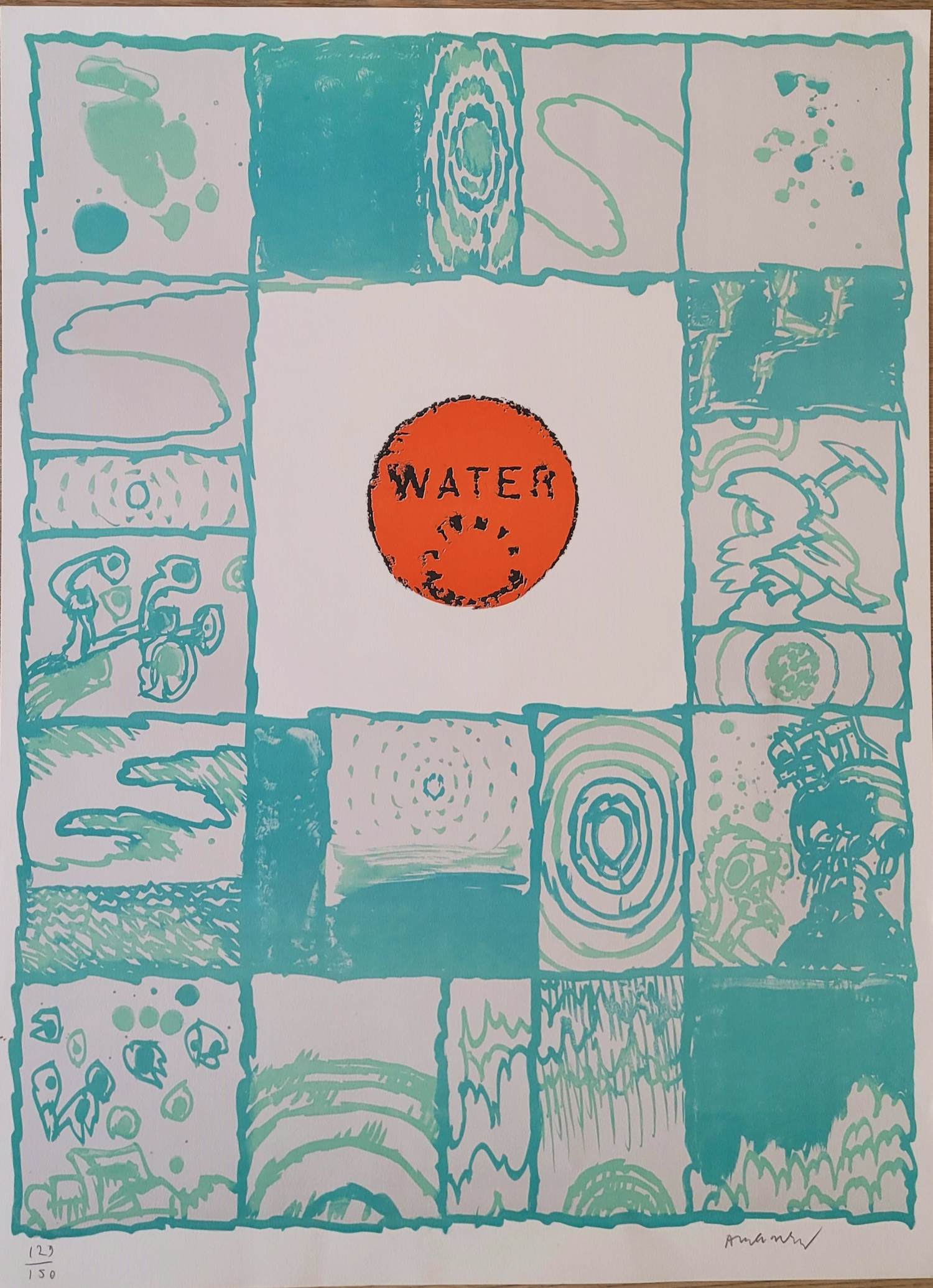 Pierre Alechinsky - Water NYC - Grote litho, 1985 verkocht voor € 1000!