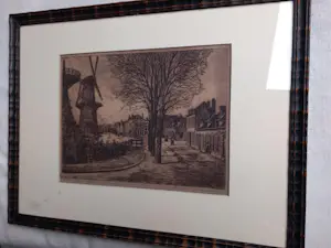 Marius Janssen - Stadsgezicht met molens Broersvest te Schiedam omstreeks 1870 kopen? Bied vanaf 35!