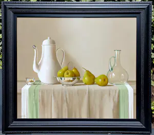 Tony De Wolf - Stilleven met peren, olieverf op paneel (zeer mooi ingelijst, groot) kopen? Bied vanaf 3950!