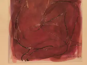 Margarita Nicolaas - De Danseres - naakte gehurkte vrouw in rood kopen? Bied vanaf 250!