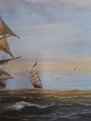 John Ambrose - Zeegezicht met zeilschepen en meeuwen kopen? Bied vanaf 100!