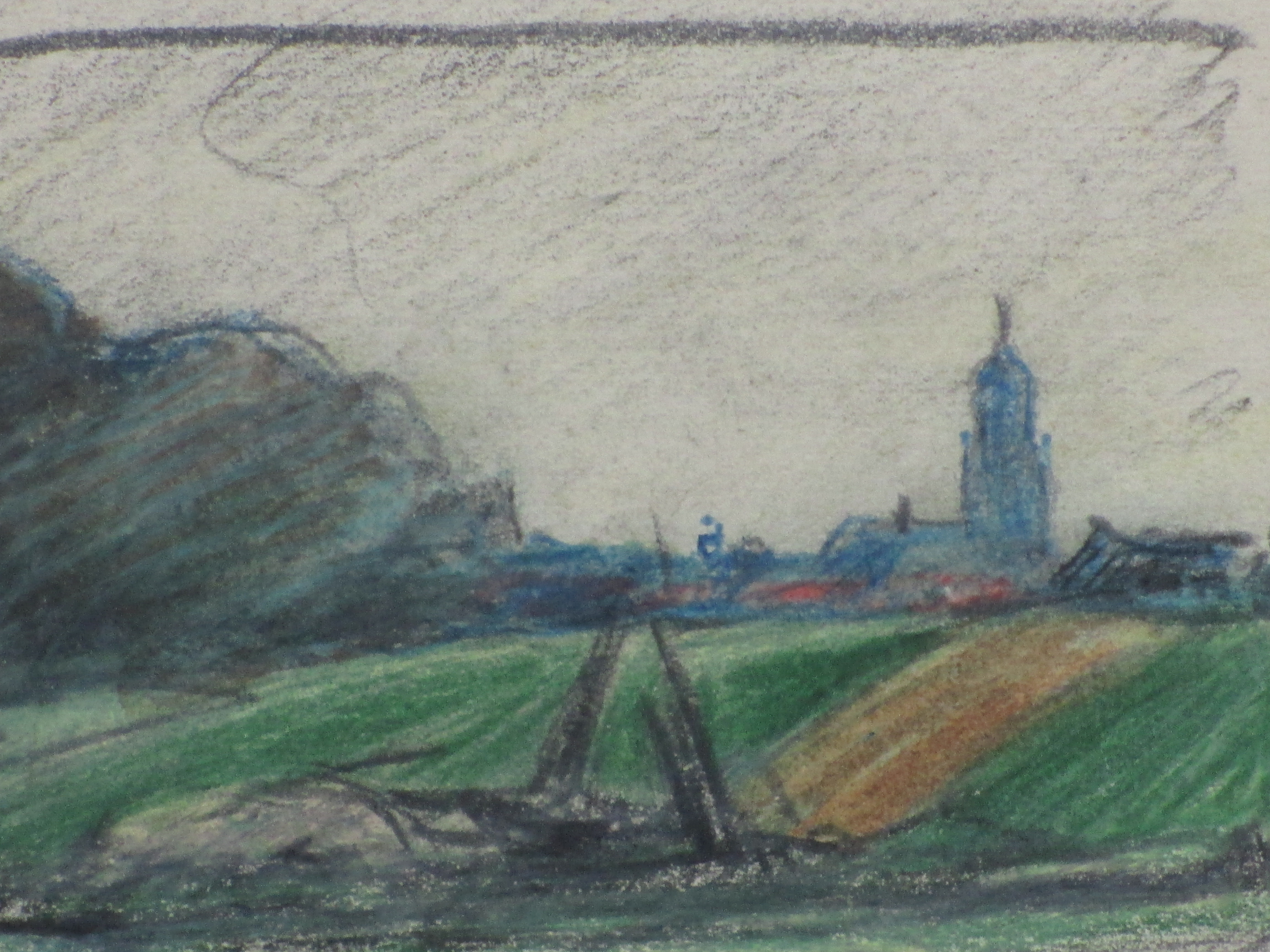 Jan van Essen - Landschap bij vaart met kerktoren - Gemengde techniek kopen? Bied vanaf 1!