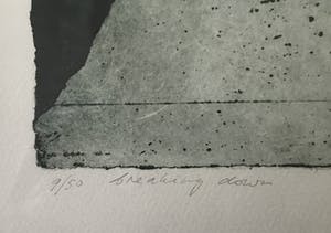 Michel van Overbeeke - Breaking down, kleurets met bladgoud - ingelijst kopen? Bied vanaf 75!