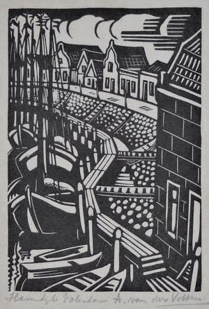 Andre van der Vossen - Complete vrij zeldzame serie van 10 houtsnedes met vissersplaatsen in Nederland kopen? Bied vanaf 275!