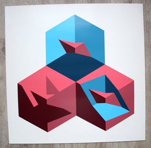 Peter Struycken - zeefdruk: geometrische compositie - 1966 kopen? Bied vanaf 250!