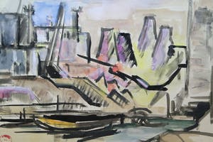 Lili Pieter van Leer - Gemengde techniek (aquarel en inkt) - "Stadsgezicht/haven" kopen? Bied vanaf 50!
