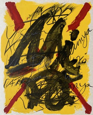 Antoni Tapies - kleurenlitho - 'l'Emerveille merveilleux' - 1973 (Zeer kleine oplage) kopen? Bied vanaf 950!