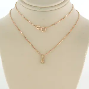 14k rosé gouden collier met hanger met briljant geslepen diamant 0.08ct - 45cm kopen? Bied vanaf 190!