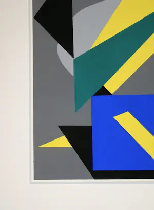 Andre Bloc - Abstracte compositie - 1952 - Pochoir in gouachekleuren kopen? Bied vanaf 120!