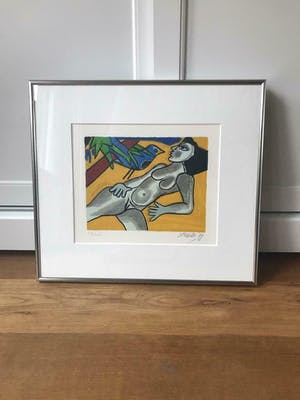 Corneille - lovebird - zeefdruk van vogel met naakte vrouw kopen? Bied vanaf 220!