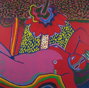 Corneille - Zeefdruk, Femme à la fleur - Ingelijst (Zeer groot) kopen? Bied vanaf 500!