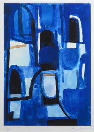 Theo Kuijpers - Litho, Zonder titel (Blauw) - Ingelijst kopen? Bied vanaf 40!