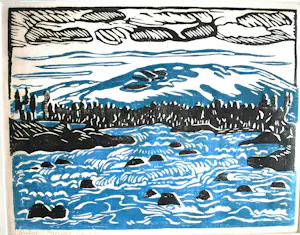 Maaike Braat - Bergbeek Poolcirkel - Handdruk houtsnede kopen? Bied vanaf 95!