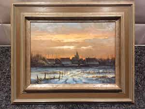 Nanne Balyon - dorpsgezicht met kerkje verkocht voor € 85!