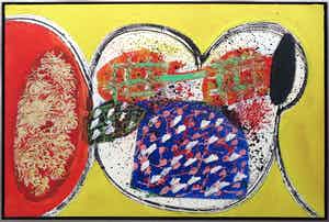 Arty Grimm - Olieverf op doek, Abstracte compositie - Ingelijst (Zeer groot) verkocht voor € 1!