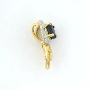14k bicolor gouden hanger met een saffier - afm. 1.3 cm x 5.1 mm kopen? Bied vanaf 35!