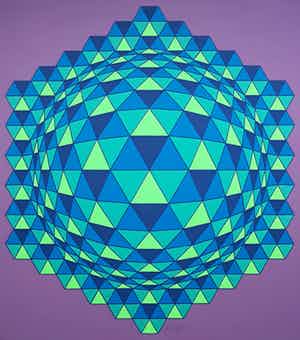 Victor Vasarely - Geometrisch abstracte compositie, zeefdruk (ingelijst) verkocht voor € 350!