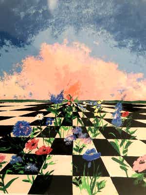 Margret Statham - De bloemen van kleine Ida - Zeefdruk, Ingelijst verkocht voor € 40!