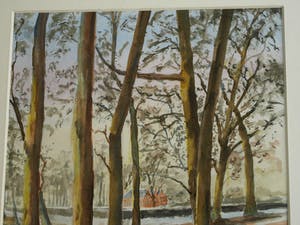 Niet of onleesbaar gesigneerd - Ingelijste aquarel , “Bosgezicht“ kopen? Bied vanaf 1!