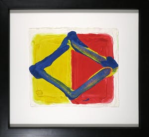 Buy Bram Bogart - Aquagravure op geschept papier, Losange fond rouge/jaune - Ingelijst? Bid from 1250!